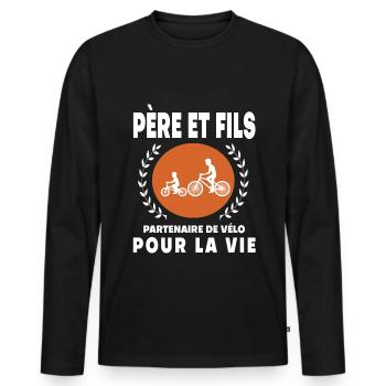 Father Son Retro Vintage Bike Dad Cyclist - Men's Premium Organic Long Sleeve Shirt - black - Front - Nico (187cm)