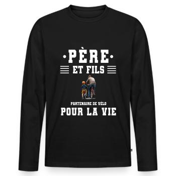 Father son bike dad cyclist - Men's Premium Organic Long Sleeve Shirt - black - Front - Nico (187cm)