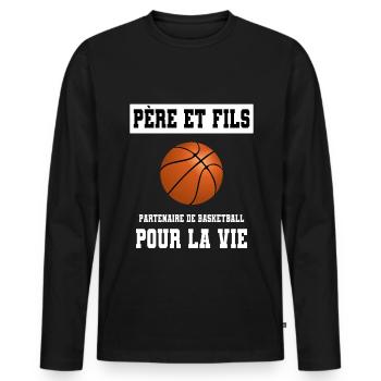 Basketball Father And Son Duo Man Dad - Men's Premium Organic Long Sleeve Shirt - black - Front - Nico (187cm)
