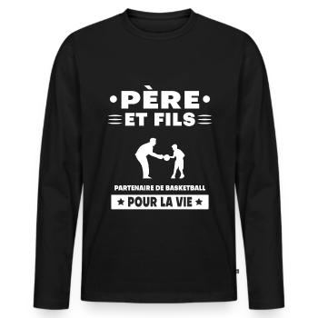 Father and Son Basketball Duo Man Dad - Men's Premium Organic Long Sleeve Shirt - black - Front - Nico (187cm)
