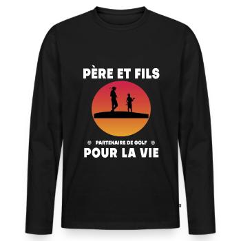 Father and Son Golf Retro Vintage Dad Golfer - Men's Premium Organic Long Sleeve Shirt - black - Front - Nico (187cm)