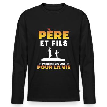 Vater Sohn Golfpartner Leben Papa Golfer - Männer Premium Bio Langarmshirt - Schwarz - Vorne - Nico (187cm)