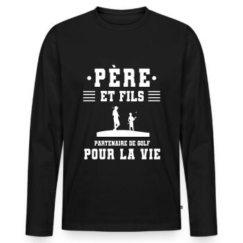 Father Son Golf Dad Golfer - Men's Premium Organic Long Sleeve Shirt - black - Front - Nico (187cm)