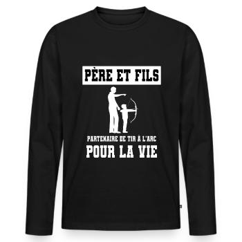 Archery Father and Son Duo Man Dad Archer - Men's Premium Organic Long Sleeve Shirt - black - Front - Nico (187cm)
