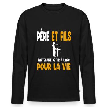 Archery Father and Son Partner Life Dad - Men's Premium Organic Long Sleeve Shirt - black - Front - Nico (187cm)