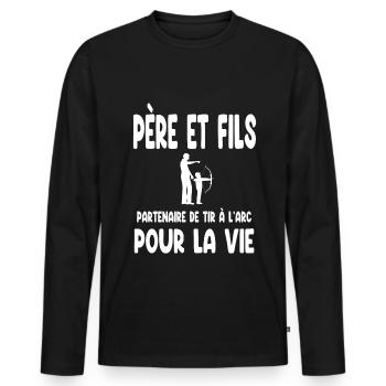 Archery father and son partner father dad - Men's Premium Organic Long Sleeve Shirt - black - Front - Nico (187cm)