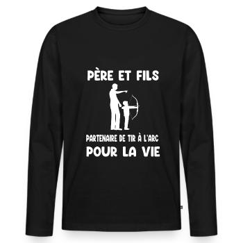 Father and Son Archery Partner for Life Dad - Men's Premium Organic Long Sleeve Shirt - black - Front - Nico (187cm)