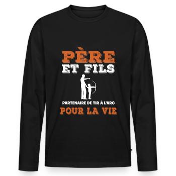 Father and Son Archery Partner Life Dad - Men's Premium Organic Long Sleeve Shirt - black - Front - Nico (187cm)