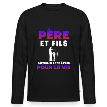 Father Son Archery Partner For Life Dad - Men's Premium Organic Long Sleeve Shirt - black - Front - Nico (187cm)