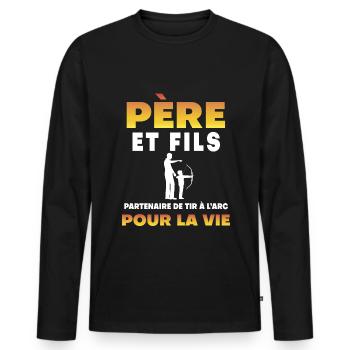 Father Son Archery Partner Life Dad Archer - Men's Premium Organic Long Sleeve Shirt - black - Front - Nico (187cm)