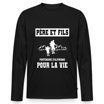 alpinisme père et fils duo homme papa - T-shirt manches longues Premium bio Homme - noir - Devant - Nico (187cm)