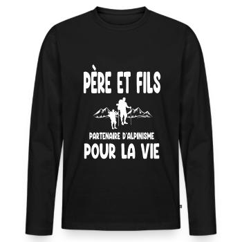 alpinisme père et fils partenaire pour la vie papa - T-shirt manches longues Premium bio Homme - noir - Devant - Nico (187cm)