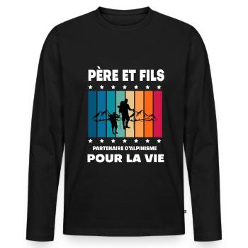 Father and Son Mountaineering Vintage Man Dad - Men's Premium Organic Long Sleeve Shirt - black - Front - Nico (187cm)