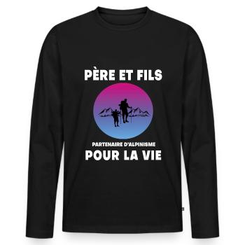 père et fils alpinisme rétro vintage homme papa - T-shirt manches longues Premium bio Homme - noir - Devant - Nico (187cm)