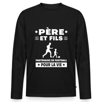 Father And Son Football Duo Man Dad - Men's Premium Organic Long Sleeve Shirt - black - Front - Nico (187cm)