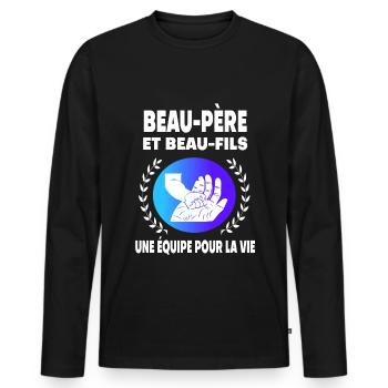 father-in-law and stepson step-dad father - Men's Premium Organic Long Sleeve Shirt - black - Front - Nico (187cm)