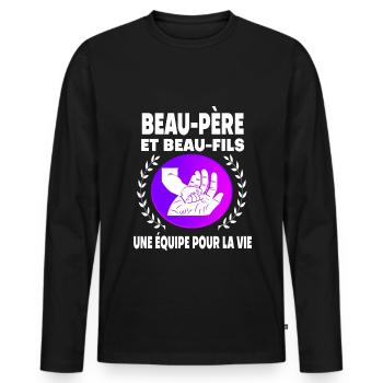 Father-in-law and stepson Hand-Dad vintage handmade - Men's Premium Organic Long Sleeve Shirt - black - Front - Nico (187cm)