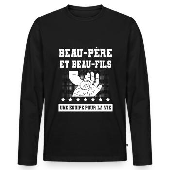 Stepfather and stepson Stepdad Hand - Men's Premium Organic Long Sleeve Shirt - black - Front - Nico (187cm)