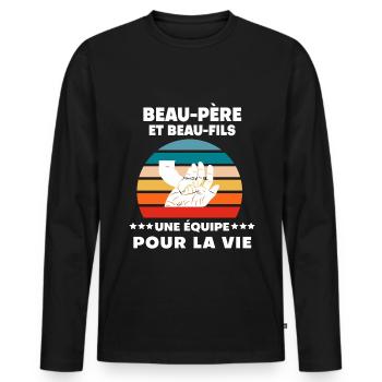 Vintage Father-in-Law and Stepson Handmade Man - Men's Premium Organic Long Sleeve Shirt - black - Front - Nico (187cm)