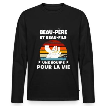 Vintage Stepfather and Stepson Handmade - Men's Premium Organic Long Sleeve Shirt - black - Front - Nico (187cm)