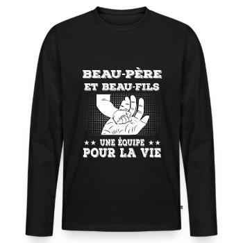 Father-in-law and stepson hand Father-in-law - Men's Premium Organic Long Sleeve Shirt - black - Front - Nico (187cm)