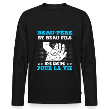 Father-in-law and stepson Main Team - Men's Premium Organic Long Sleeve Shirt - black - Front - Nico (187cm)