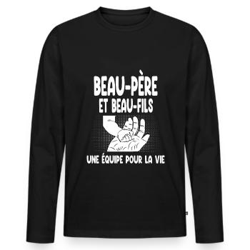 Father-in-law and stepson hand man - Men's Premium Organic Long Sleeve Shirt - black - Front - Nico (187cm)