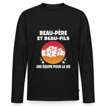 Vintage Father-in-Law and Men's Stepson - Men's Premium Organic Long Sleeve Shirt - black - Front - Nico (187cm)