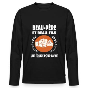 Father-in-law and Vintage Dad Stepson - Men's Premium Organic Long Sleeve Shirt - black - Front - Nico (187cm)