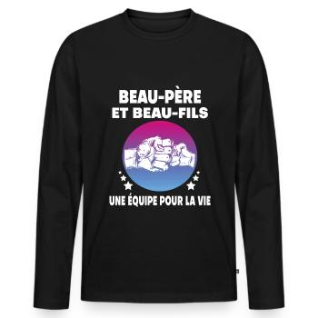 Vintage Father-in-Law and Men's Stepson - Men's Premium Organic Long Sleeve Shirt - black - Front - Nico (187cm)