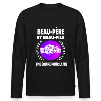 Schwiegervater und Vintage-Schwiegervater - Männer Premium Bio Langarmshirt - Schwarz - Vorne - Nico (187cm)