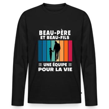 Step-Dad Stepdad Stepson Father's Day - Men's Premium Organic Long Sleeve Shirt - black - Front - Nico (187cm)