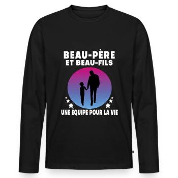 Step-Dad Step-Father-in-Step-Retro Vintage - Men's Premium Organic Long Sleeve Shirt - black - Front - Nico (187cm)