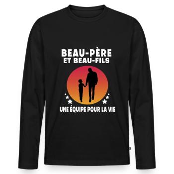 Step-Dad Step-Dad Stepson Vintage Humor - Men's Premium Organic Long Sleeve Shirt - black - Front - Nico (187cm)