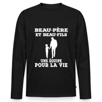 Step-Dad Step-Father-in-Law Stepson - Men's Premium Organic Long Sleeve Shirt - black - Front - Nico (187cm)