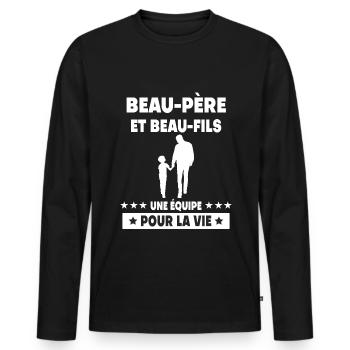 Vintage Step-Dad Step-Father-in-Law - Men's Premium Organic Long Sleeve Shirt - black - Front - Nico (187cm)