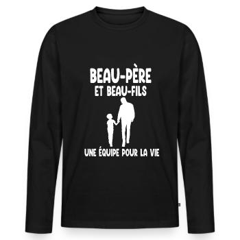 father-in-law stepson man - Men's Premium Organic Long Sleeve Shirt - black - Front - Nico (187cm)