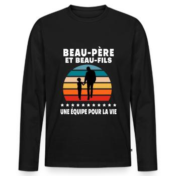Retro vintage stepdad stepson - Men's Premium Organic Long Sleeve Shirt - black - Front - Nico (187cm)