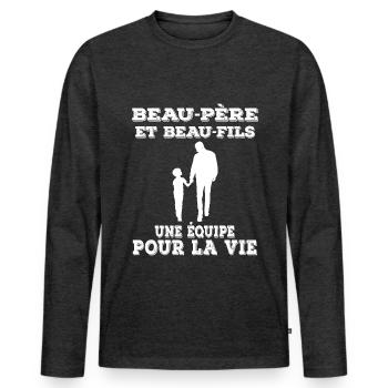 father-in-law stepson - Men's Premium Organic Long Sleeve Shirt - heather anthracite - Front - Nico (187cm)