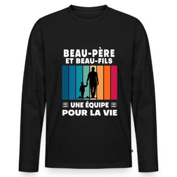 Step-Dad Stepdad Stepson Father's Day - Men's Premium Organic Long Sleeve Shirt - black - Front - Nico (187cm)
