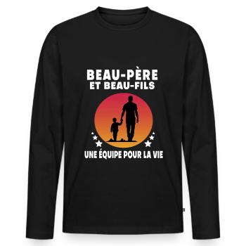 Step-Dad Step-Dad Stepson Vintage Humor - Men's Premium Organic Long Sleeve Shirt - black - Front - Nico (187cm)