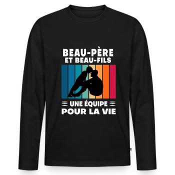 Step-Dad Stepdad Stepson Father's Day - Men's Premium Organic Long Sleeve Shirt - black - Front - Nico (187cm)