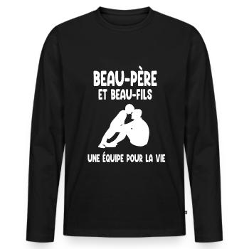 Step-dad Step-father Stepson Man - Men's Premium Organic Long Sleeve Shirt - black - Front - Nico (187cm)