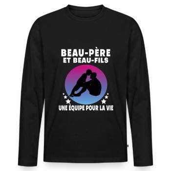 Step-Dad Step-Father-in-Step-Retro Vintage - Men's Premium Organic Long Sleeve Shirt - black - Front - Nico (187cm)