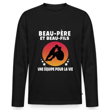 Step-Dad Step-Dad Stepson Vintage Humor - Men's Premium Organic Long Sleeve Shirt - black - Front - Nico (187cm)