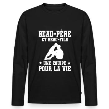 Step-Dad Stepdad Stepson Team for Life - Men's Premium Organic Long Sleeve Shirt - black - Front - Nico (187cm)
