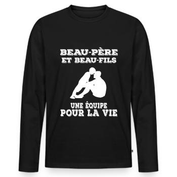 Step-Dad Step-Father-in-Law Stepson - Men's Premium Organic Long Sleeve Shirt - black - Front - Nico (187cm)