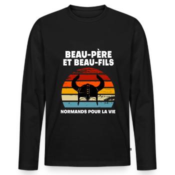 Vintage Norman Wikinger Schwiegervater und Stiefsohn - Männer Premium Bio Langarmshirt - Schwarz - Vorne - Nico (187cm)