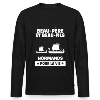 Father-in-law Normand Normandy stepson Normandy - Men's Premium Organic Long Sleeve Shirt - black - Front - Nico (187cm)