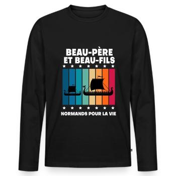 Vintage Norman Normandie Schwiegervater und Stiefsohn Normandie - Männer Premium Bio Langarmshirt - Schwarz - Vorne - Nico (187cm)